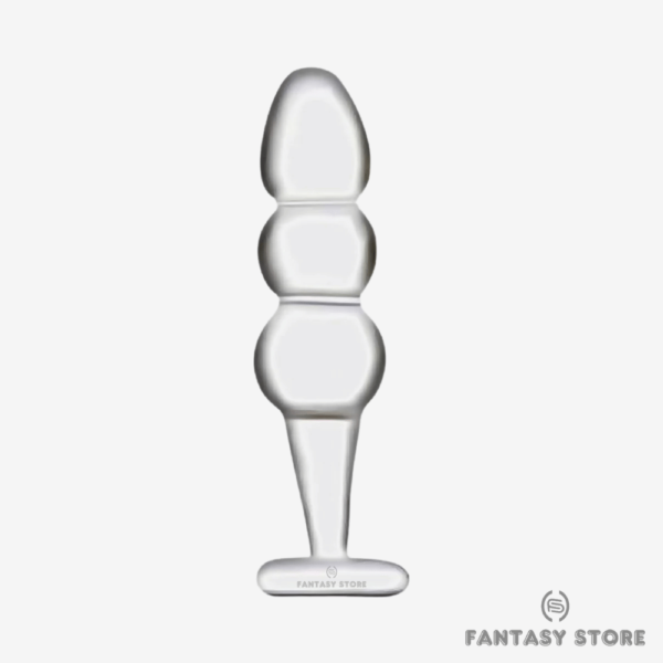 Elegant Crystal Glass Anal Beads Plug front view