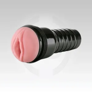 Pink Lady Pleasure Flashlight Masturbator with black ergonomic casing and soft realistic sleeve for adult shoppers in India.