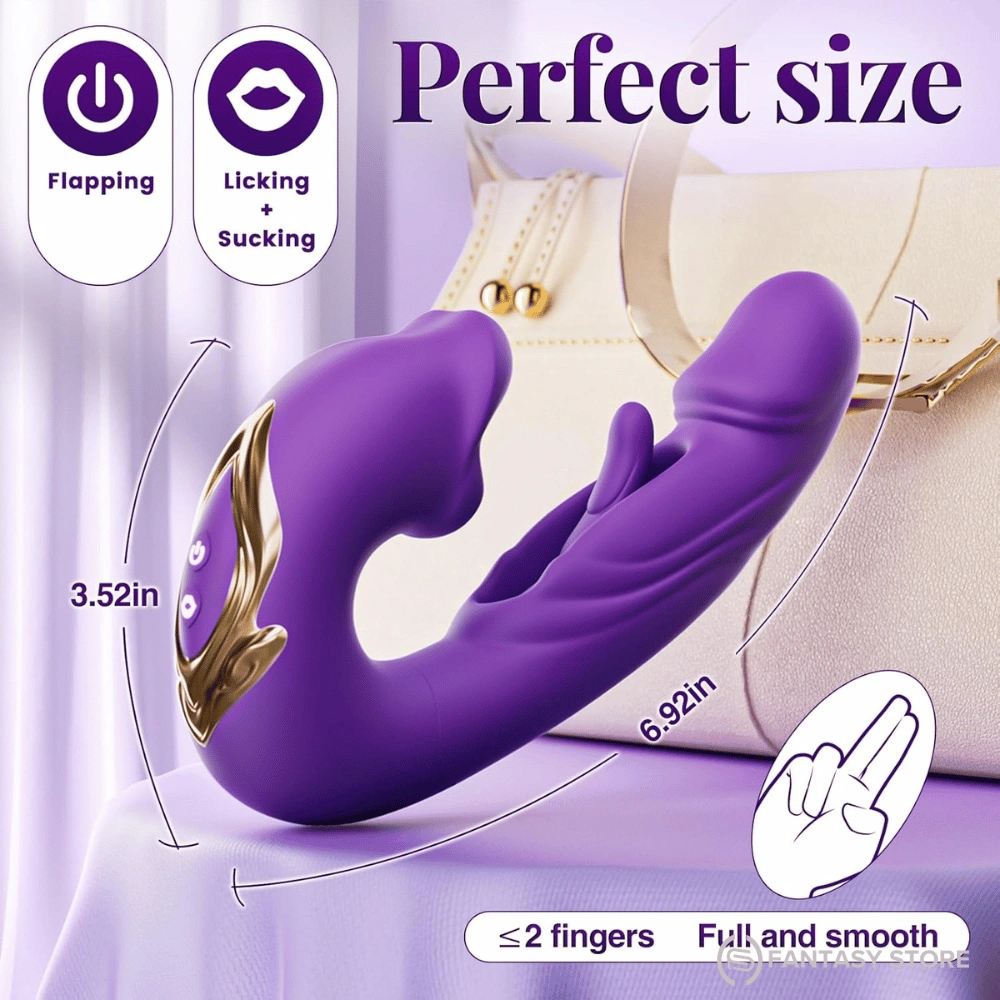 NovaX G-spot and clitoral vibrator size guide showing ergonomic curved design, compact dimensions and comfortable grip for easy use.