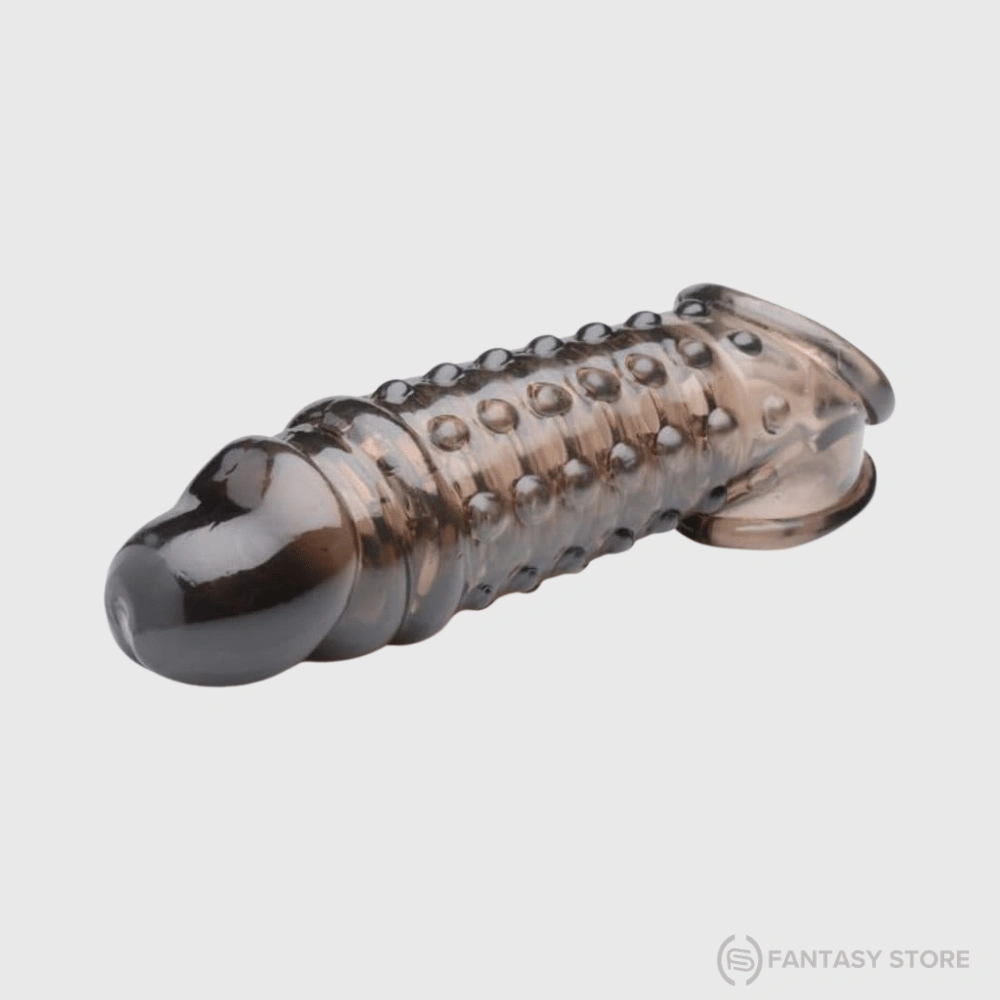 realistic-ribbed-penis-enhancer-sleeve-bhubaneswar Realistic Ribbed Penis Enhancer Sleeve featuring raised dots and contoured design for adult intimate use in Bhubaneswar, Odisha, India