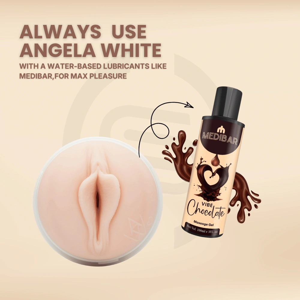 Angela White Exclusive masturbator recommended for use with water-based lubricant for a smoother experience in India, Delhi and Haryana.