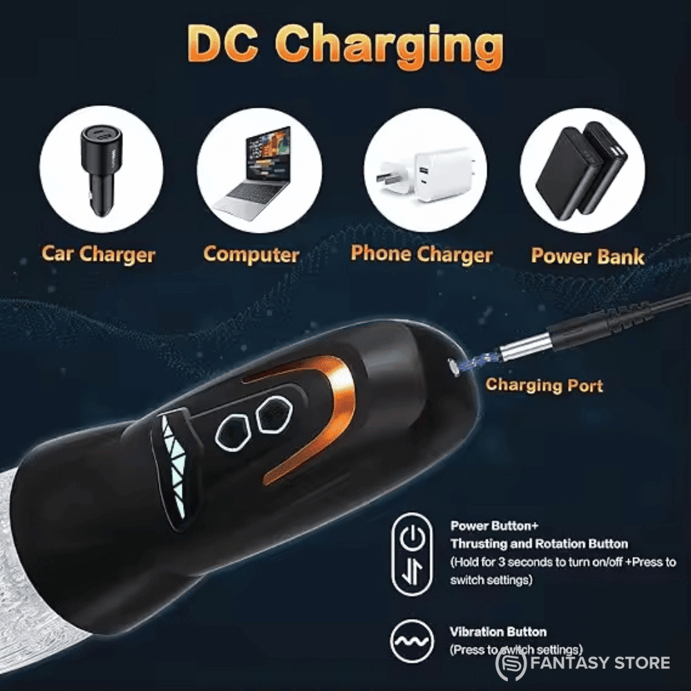 USB rechargeable automatic masturbator with rotating thrusting modes and long battery life. Premium male sex toy to buy online in India.