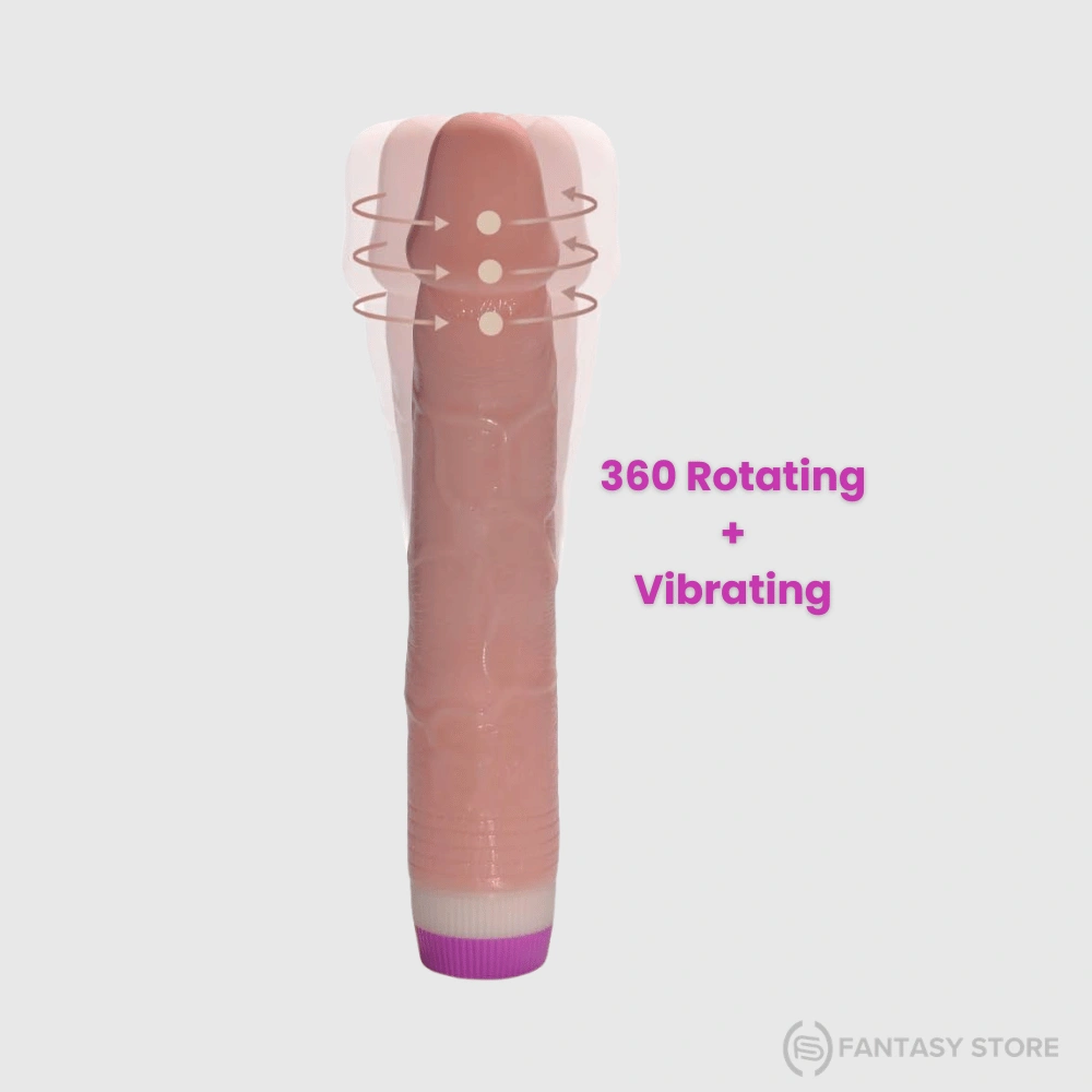 Realistic 8 Inch TPE Vibrating Dildo featuring 360-degree rotating and vibrating action, buy in Bengaluru, India