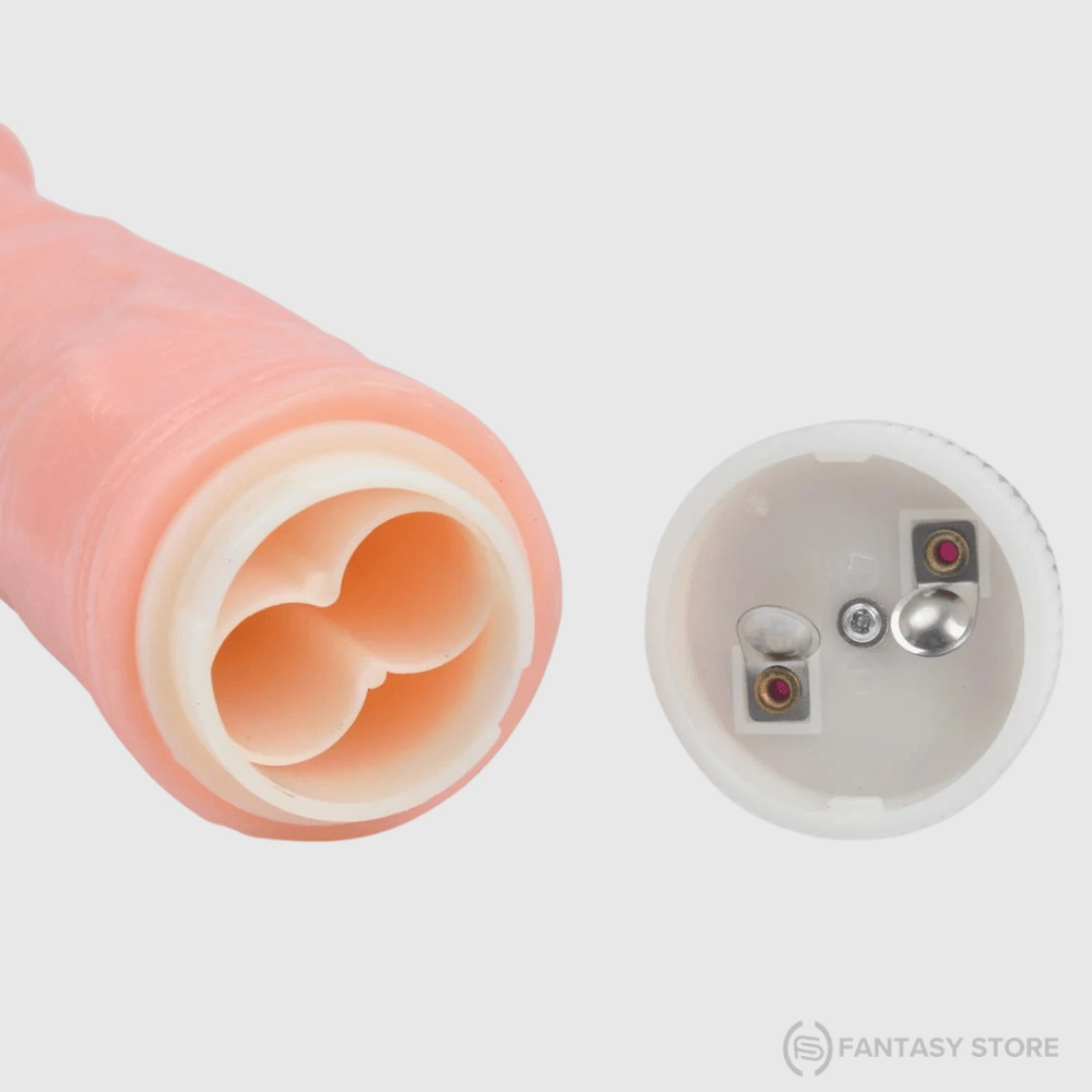 Realistic 8 Inch TPE Vibrating Dildo showing battery compartment and internal design, buy in Pune, India