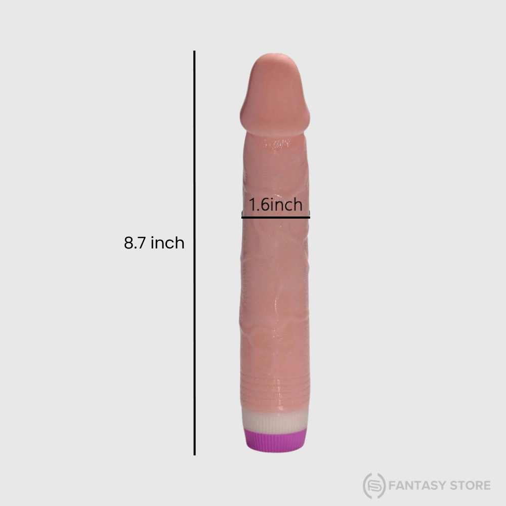 Realistic 8 Inch TPE Vibrating Dildo with 8.7-inch length and 1.6-inch diameter, buy in Mumbai,