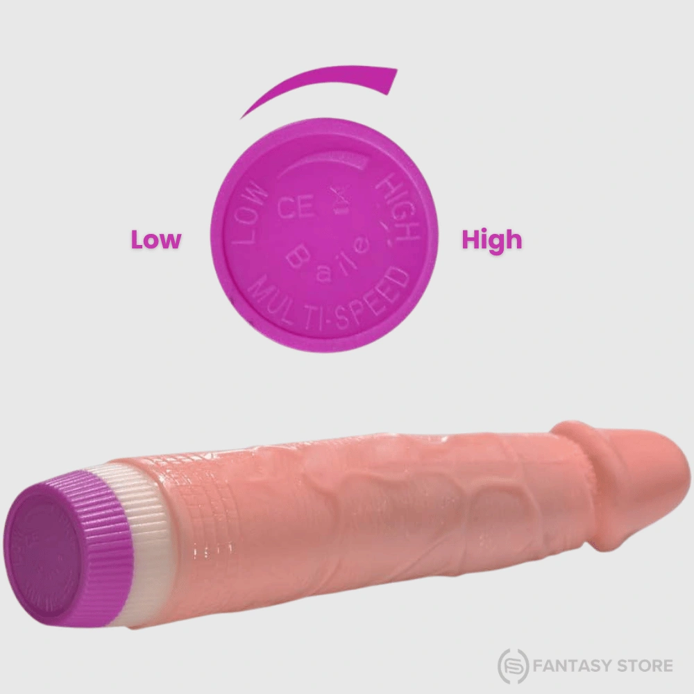 Realistic 8 Inch TPE Vibrating Dildo with adjustable low to high speed control, buy in Delhi, India