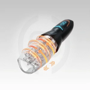 TurboDrive Rotating & Thrusting Automatic Masturbator with realistic textured sleeve, automatic thrusting and rotating motion for intense stimulation. Premium rechargeable male sex toy available online in India.