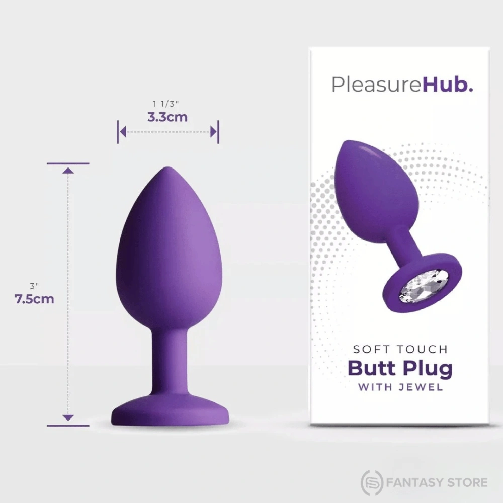 GemGlow Silicone Pleasure Anal Plug measuring 7.5 cm with 3.3 cm width and decorative jewel base, available in Hyderabad, India