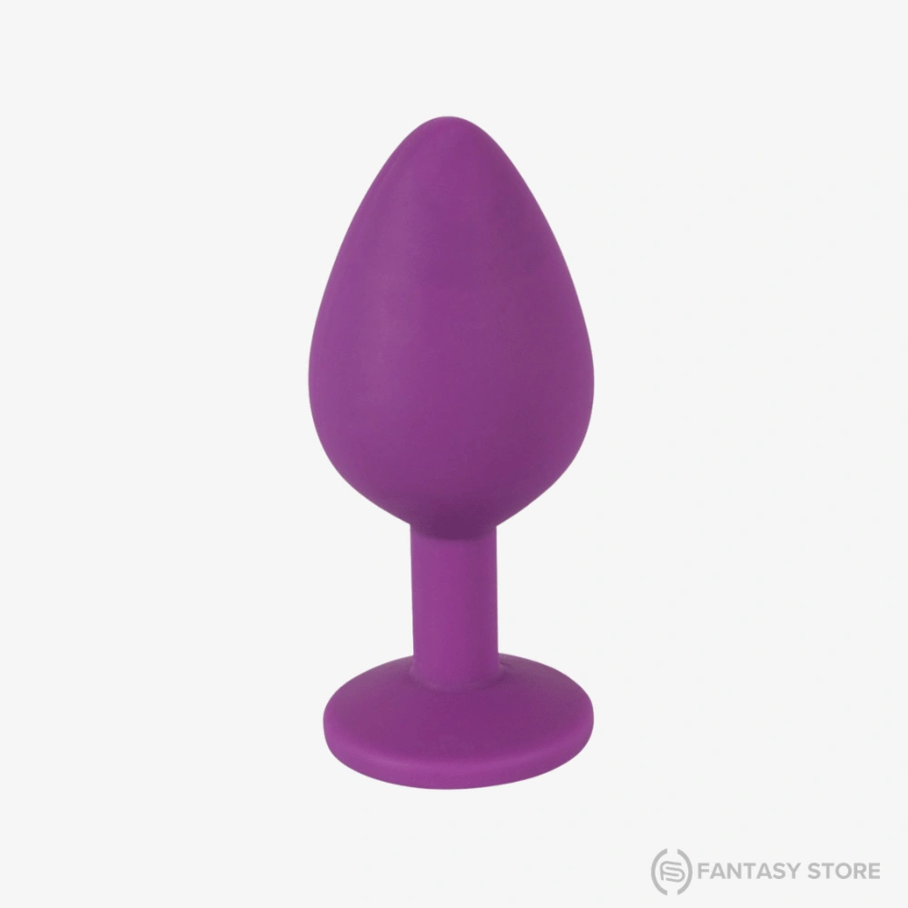 GemGlow Silicone Pleasure Anal Plug in purple with smooth teardrop shape and stable base, available in Ahmedabad, India