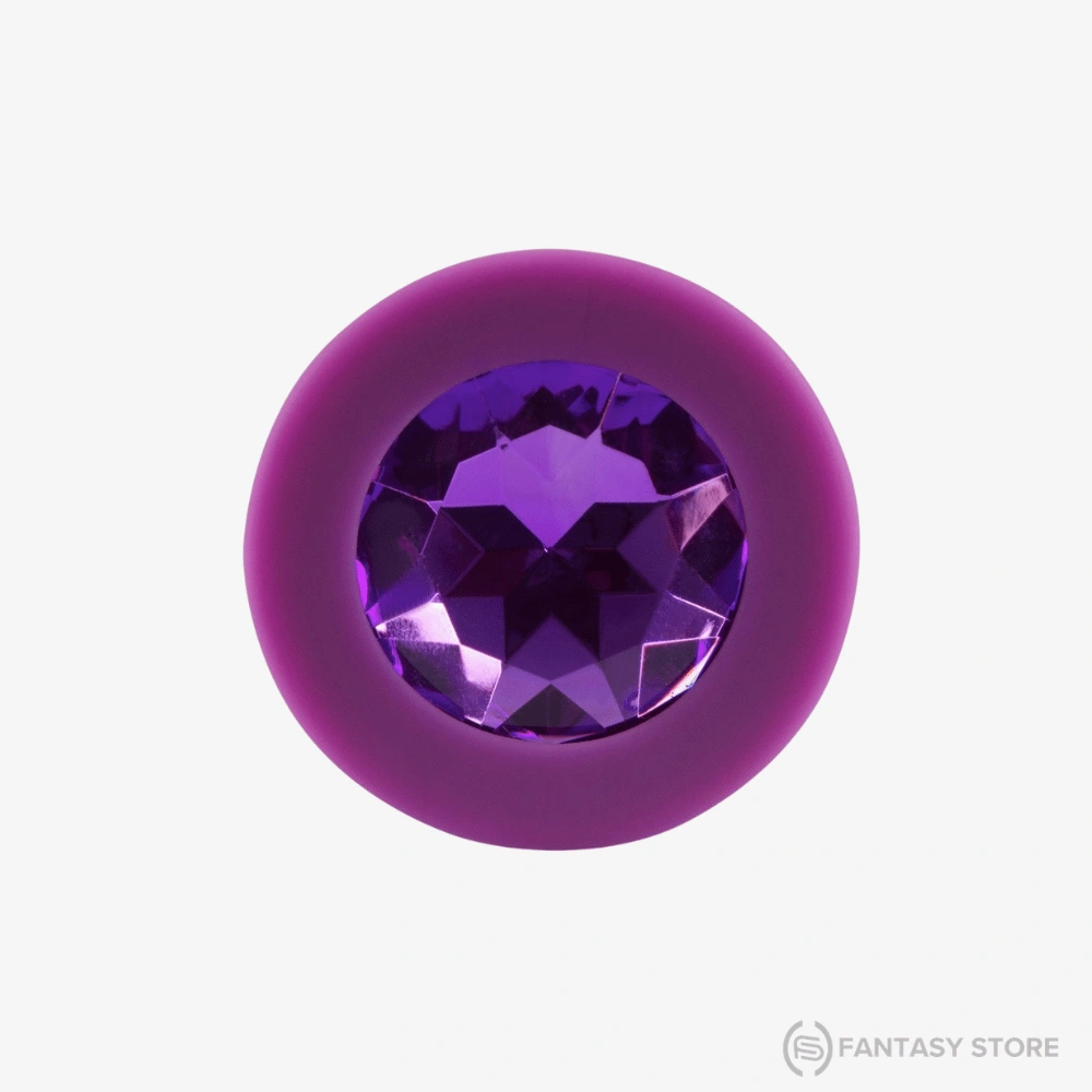 GemGlow Silicone Pleasure Anal Plug with sparkling jewel design and smooth purple finish, buy in Surat, Gujarat, India