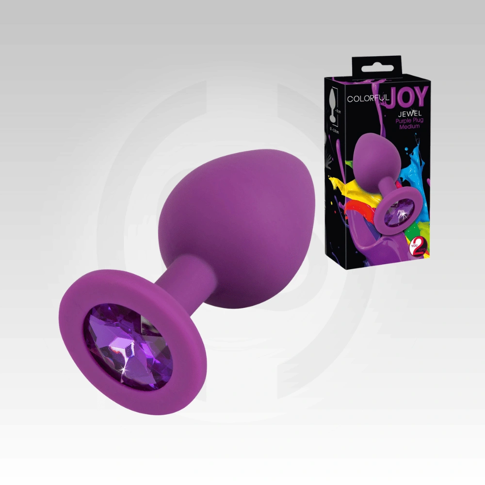 GemGlow Silicone Pleasure Anal Plug with sparkling purple jewel, smooth silicone body and premium packaging, buy in Kolkata, India