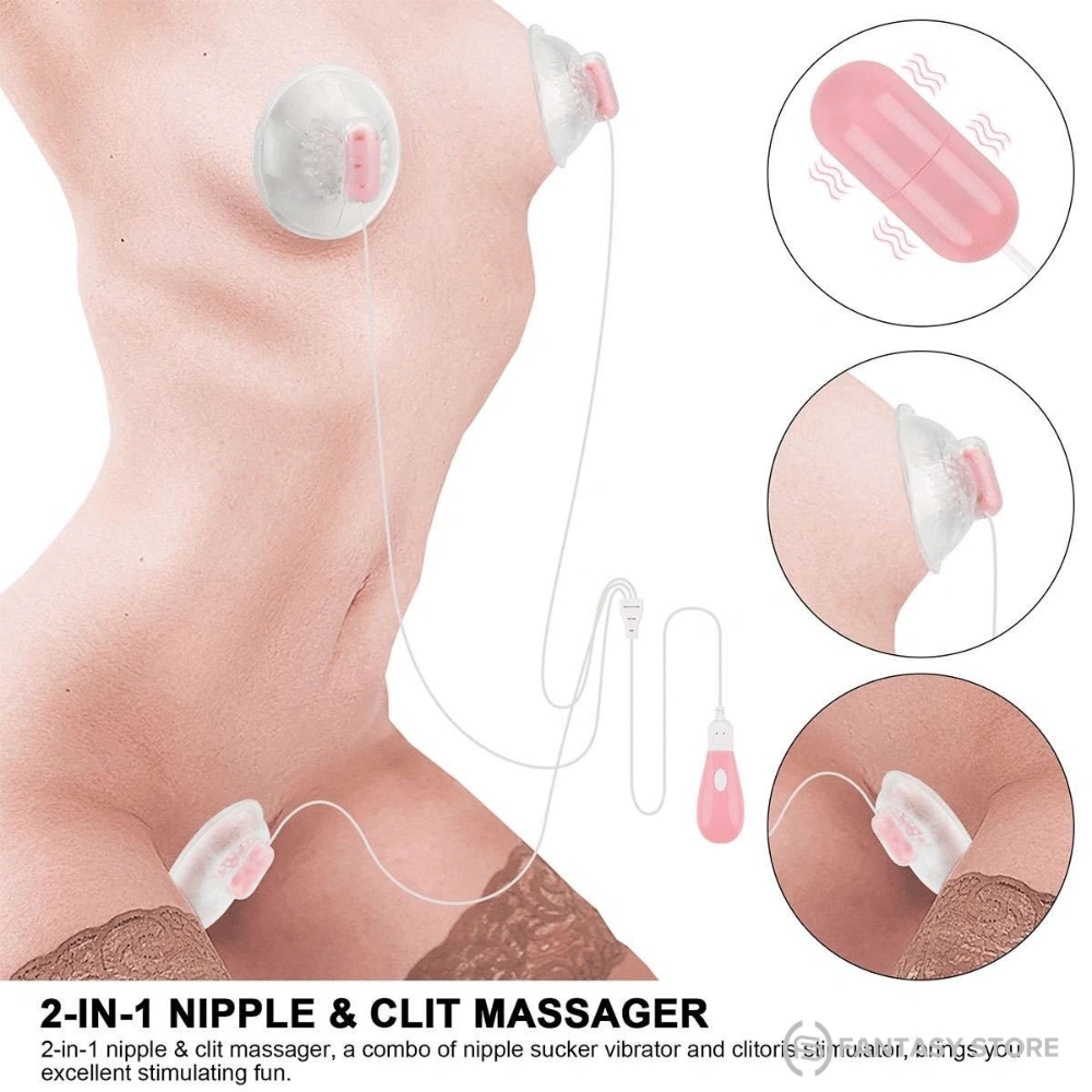 Nipora 2-in-1 Nipple & Clitoral Massager combining nipple stimulation and clitoral stimulation in one pink rechargeable adult toy for India.