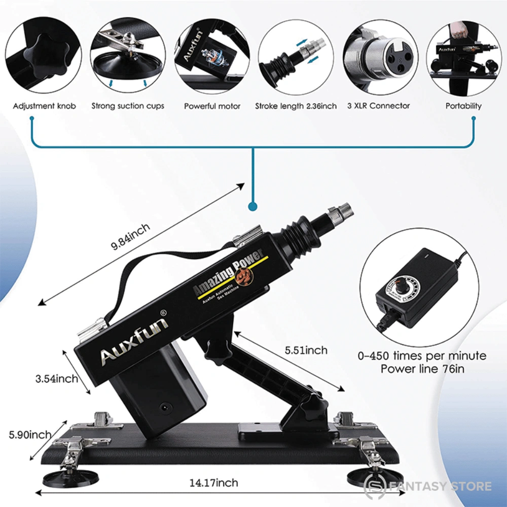 Powerful thrusting machine with accessories