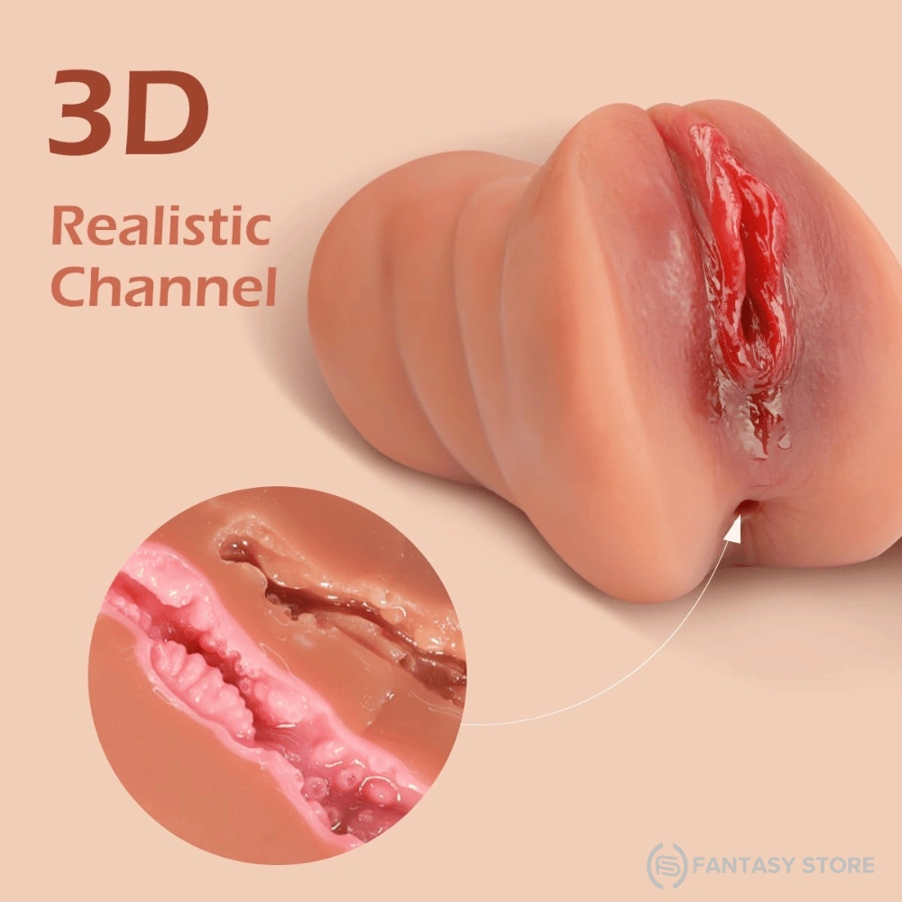BrownVelvet Triple Texture Pocket Pussy Masturbator featuring realistic 3D internal textured tunnel for enhanced stimulation and lifelike experience.