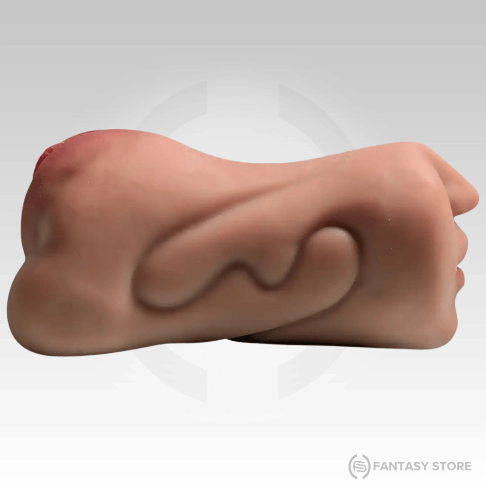 Side view of TriSense Triple Texture Pocket Pussy Masturbator highlighting compact design for discreet storage and travel in India.