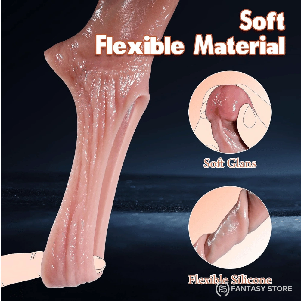 FusionFit body-safe soft silicone penis sleeve with flexible stretch design for a secure and comfortable fit.