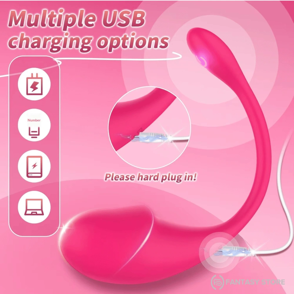 USB rechargeable Loveones Rush 3 silicone vibrator with magnetic charging, waterproof body and wearable design for women's intimate wellness.