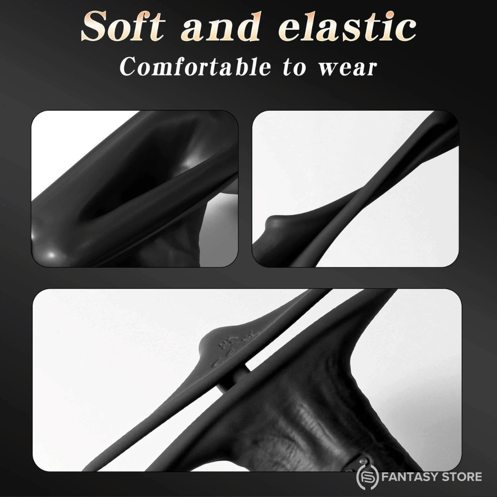 Soft and elastic silicone penis extension sleeve designed for a flexible and comfortable fit.