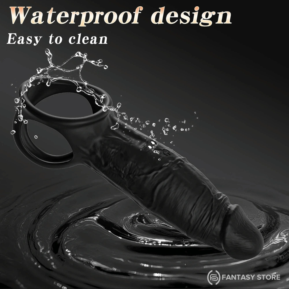Waterproof silicone penis sleeve that is easy to clean after use.