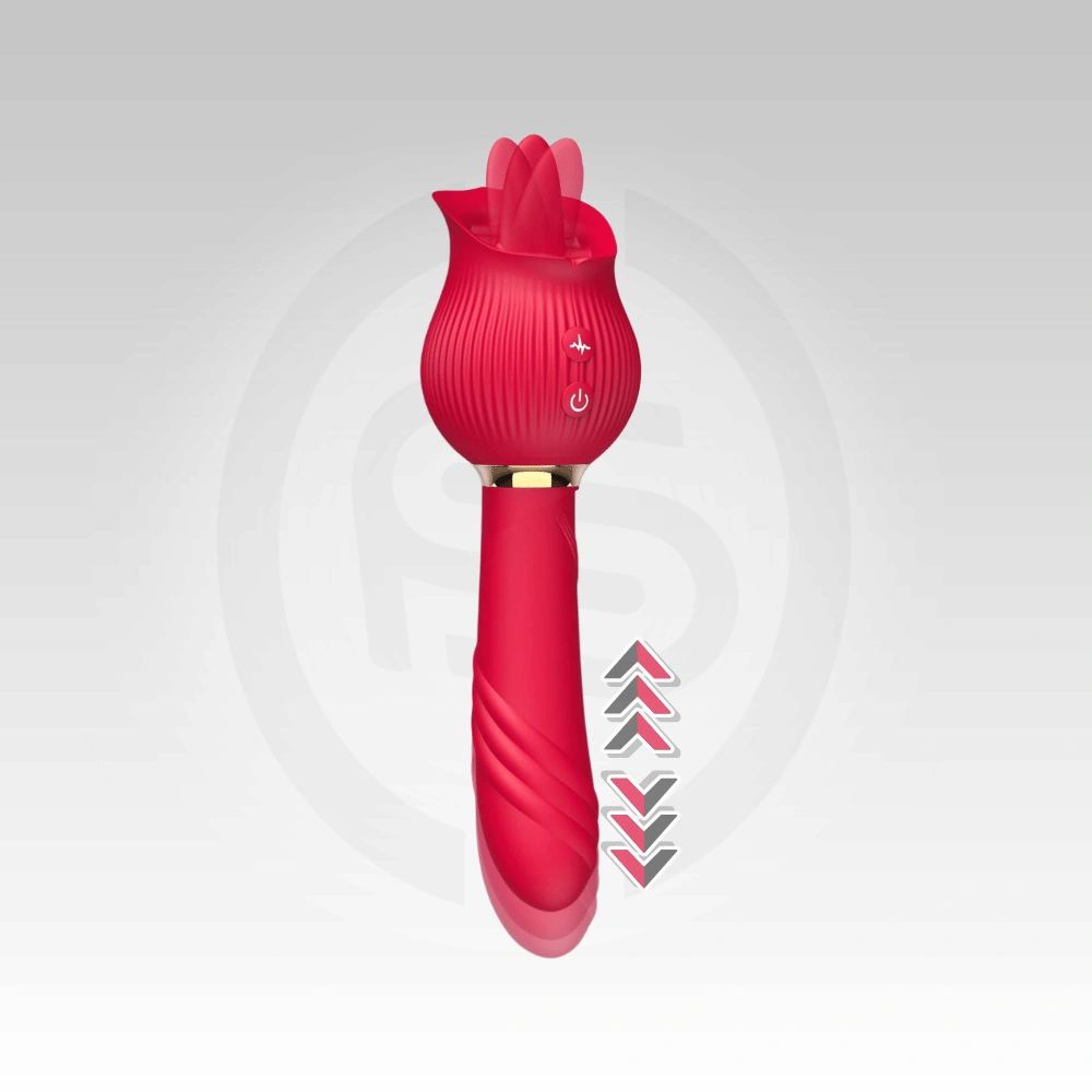 rosebloom-dual-stimulation-vibrator-tongue-licking-g-spot-thrusting-vibrator-india.webp RoseBloom Dual Stimulation Vibrator with tongue licking clitoral stimulator and G-spot vibrating shaft for women. Buy silicone vibrator and sex toys online in India from Fantasy Store.
