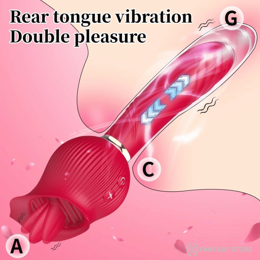 rosebloom-dual-stimulation-vibrator-tongue-licking-g-spot-vibrator-india.webp RoseBloom Dual Stimulation Vibrator with tongue licking clitoral stimulator and G-spot vibrator for women. Buy dual stimulation vibrator online in India from Fantasy Store.