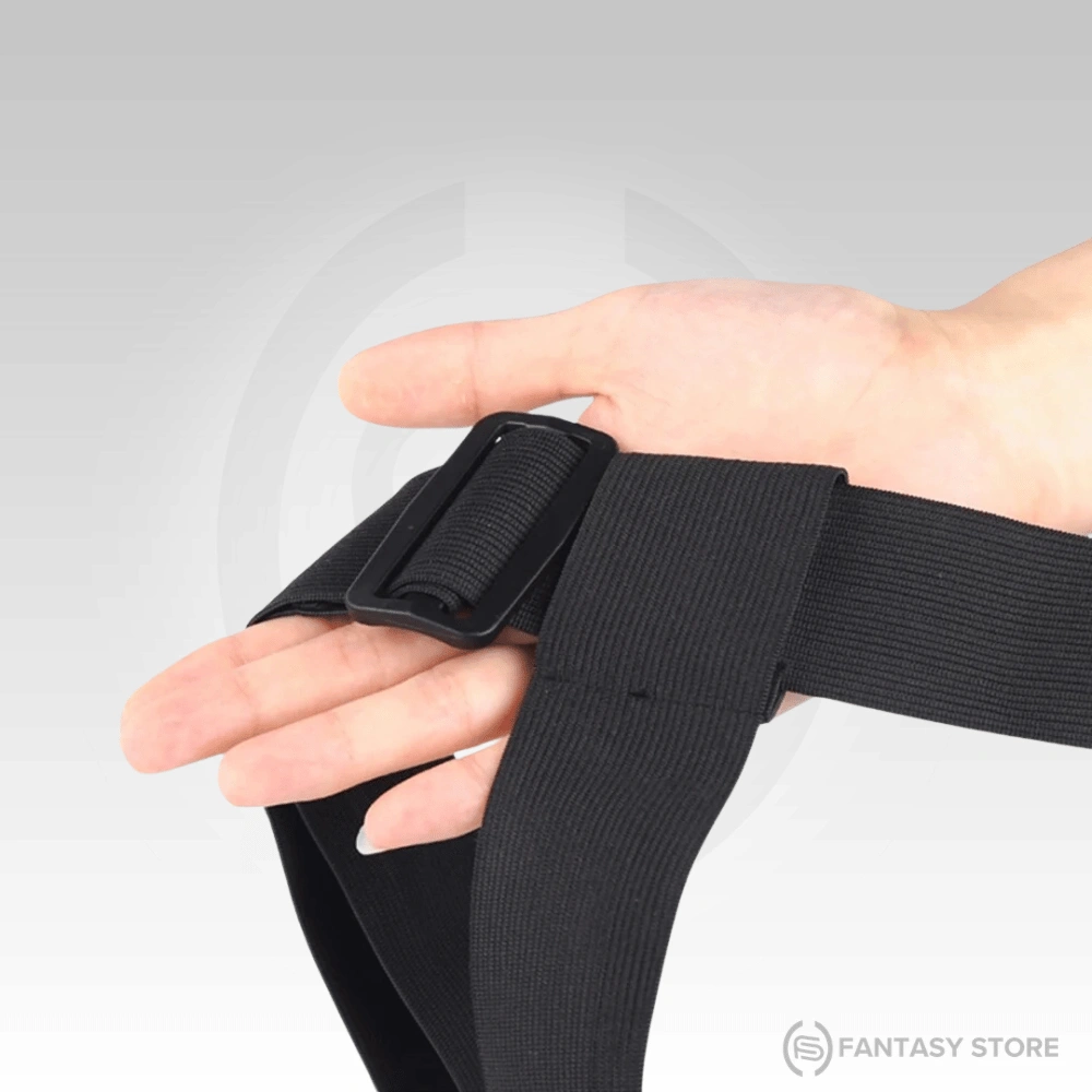 Elastic waistband of StrapEase Adjustable Strap-On Harness Belt designed for comfort and flexibility.
