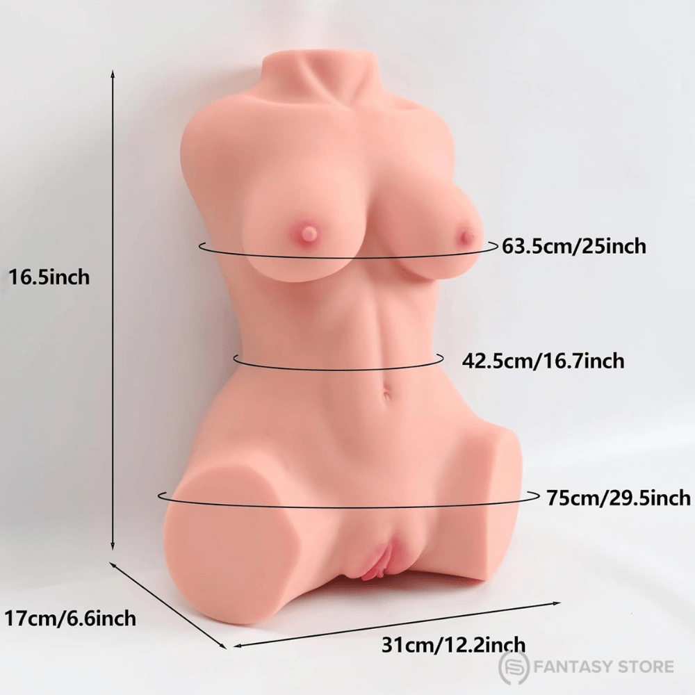 veloura-deluxe-torso-sex-doll-masturbator-size-buy-online-india.webp Veloura Deluxe Torso Sex Doll Masturbator dimensions with realistic body measurements. Buy premium torso sex doll online in India made from soft body-safe silicone.