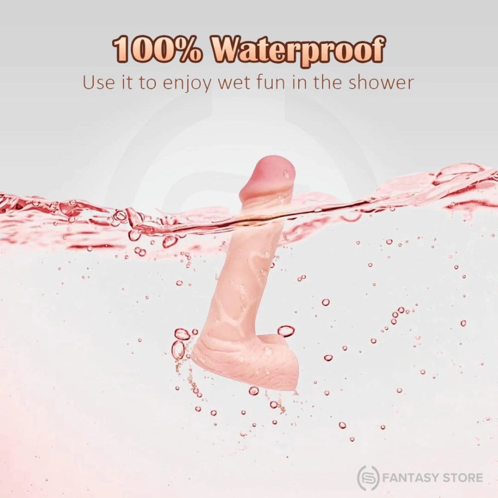 The waterproof MiniTouch Real Feel Dildo is shown submerged in water, highlighting its easy-clean construction for customers seeking reliable intimate products in Warangal.